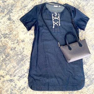 New York & Company Denim dress with rope lacing